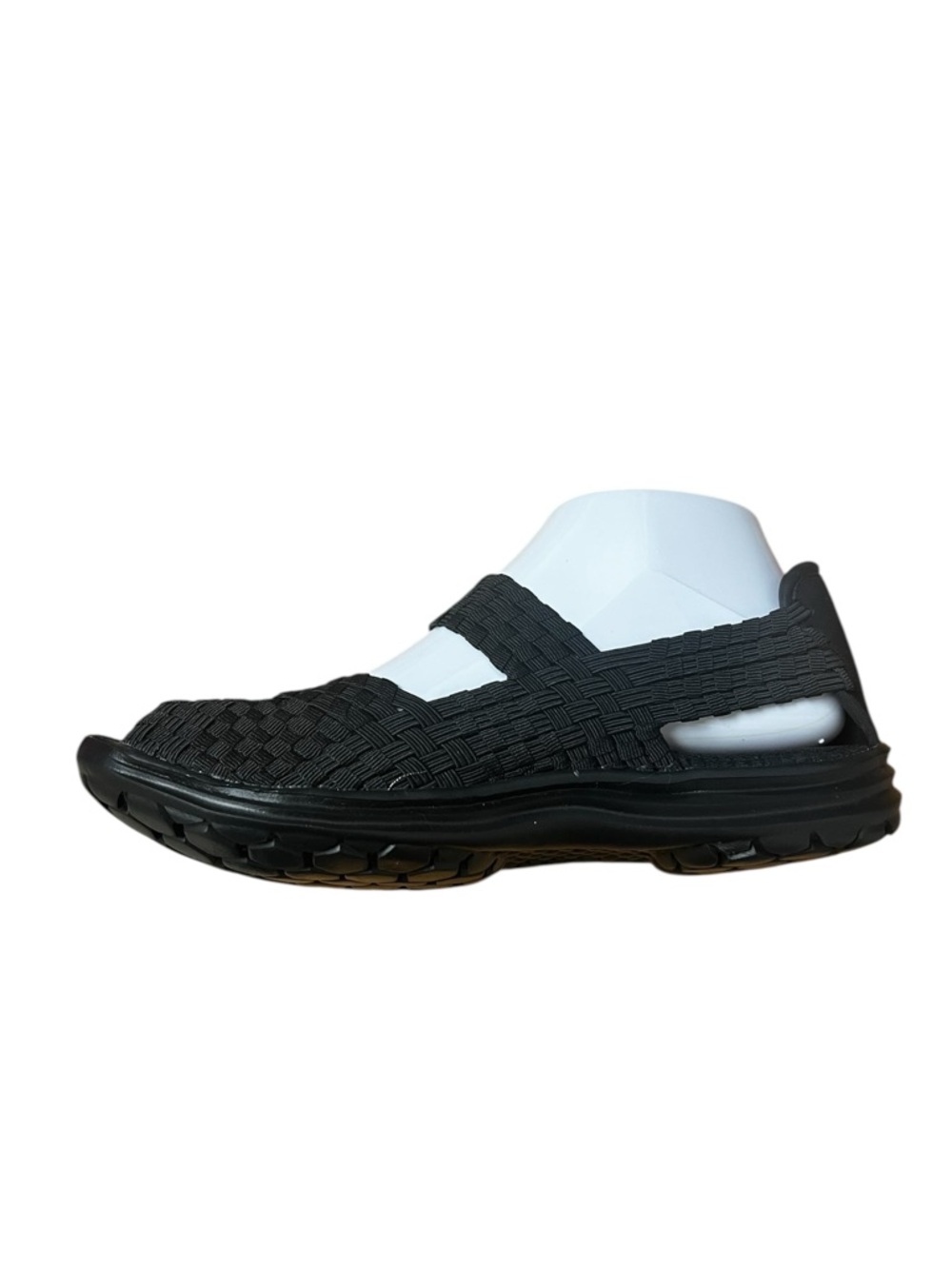 Bernie Mev Woven Peep Toe Strappy Comfort Sandals 6 Black Everyday Travel Casual - Picture 6 of 7